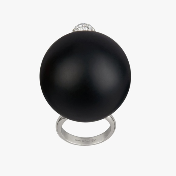 Givenchy 4G PEARL RING WITH CRYSTALS - BLACK - NEW WITH TAGS - Picture 6 of 12